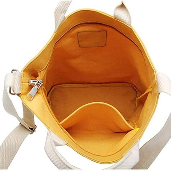 Canvas Tote Bag Small Cotton Crossbody Purse Work Travel Shopper - Picture 6 of 6